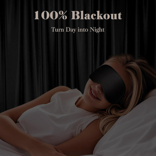3D Eye Mask Sleep Mask for Men & Women, 100% Pressure-Free & Light Block-Out Eye Mask for Sleep with Easy Adjustable Strap, Night Eye Cover for Travel, Black