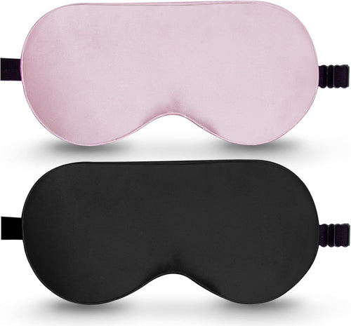 100% Real Mulberry Silk 2 Pack Sleep Mask, Natural Pure Silk Eye Masks with Adjustable Strap for Sleeping, 100% Block Light Eye Sleep Shade Cover, Reduces Puffy Eyes Traveling Gifts
