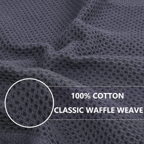100% Cotton Waffle Weave Kitchen Dish Cloths, Ultra Soft Absorbent Quick Drying Dish Towels, 12 X 12 Inches, 6-Pack, Dark Grey